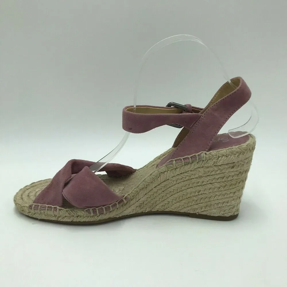 Splendid Women's 10 Fairfox Espadrille Wedge Sandal Pink Leather Strappy